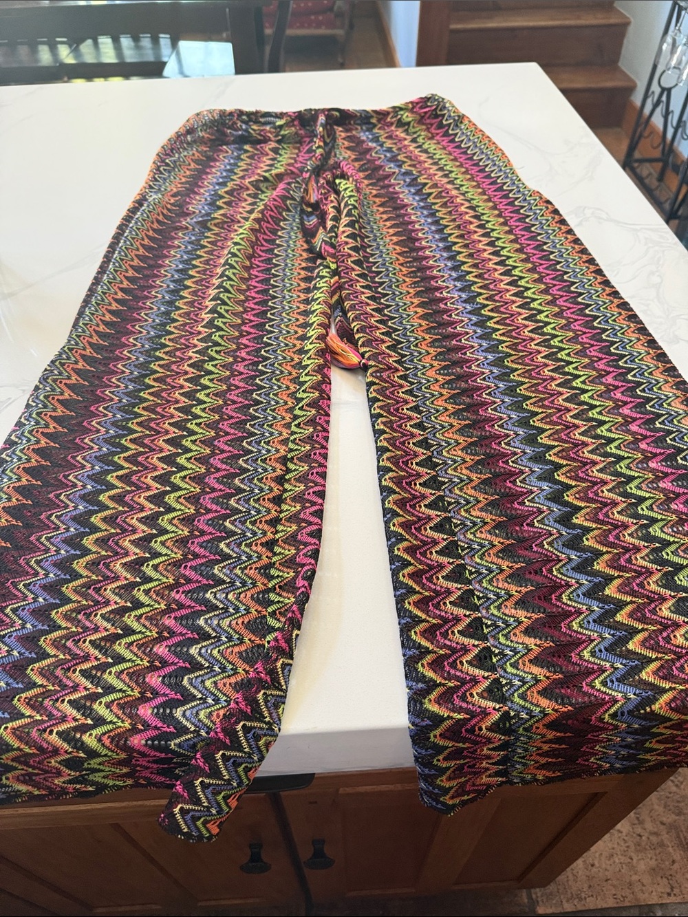 BECCA Multicolor Zigzag Swim Coverup Pants - Pink, Yellow, Green, Blue